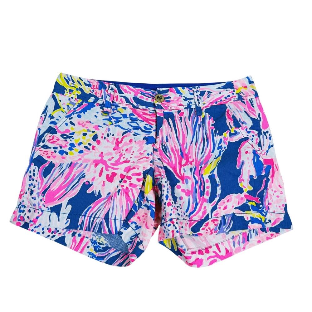 Lilly Pulitzer Callahan Shorts Size 4 Pink Blue Floral Preppy Resort Vacation
